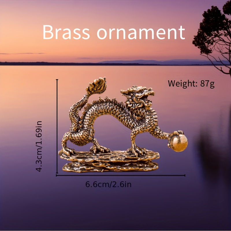 真鍮十二支龍飾り縁起の良い龍遊びビーズクリエイティブホームリビングルームオフィスティーペットオーナメント銅工芸品