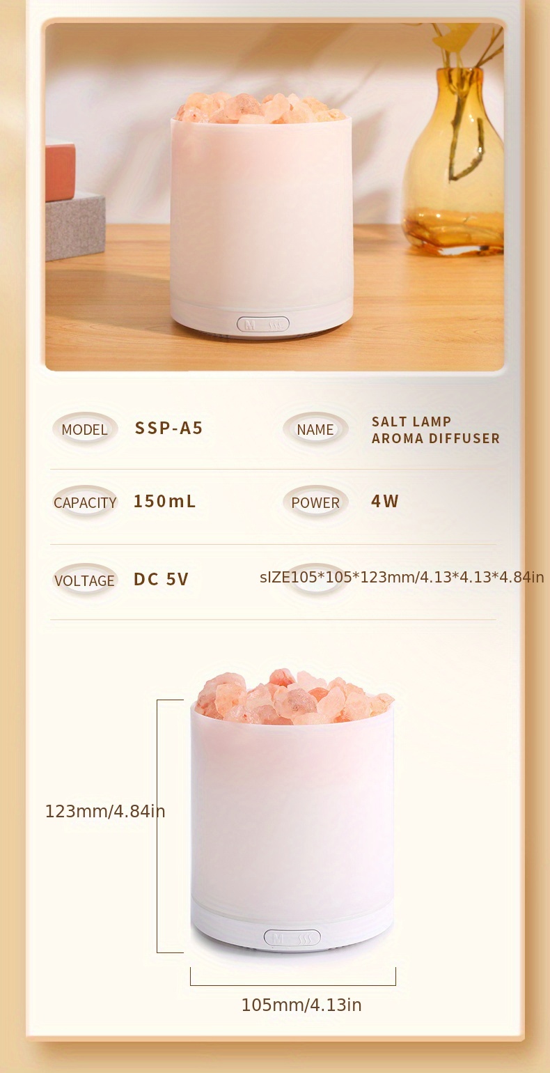 Portable Usb Air Humidifier Crystal Salt Stone Aroma Oil Diffuser