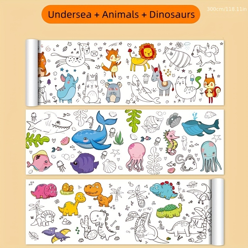 Children's Graffiti Scroll Coloring Paper Stuff Animal Poster Kids