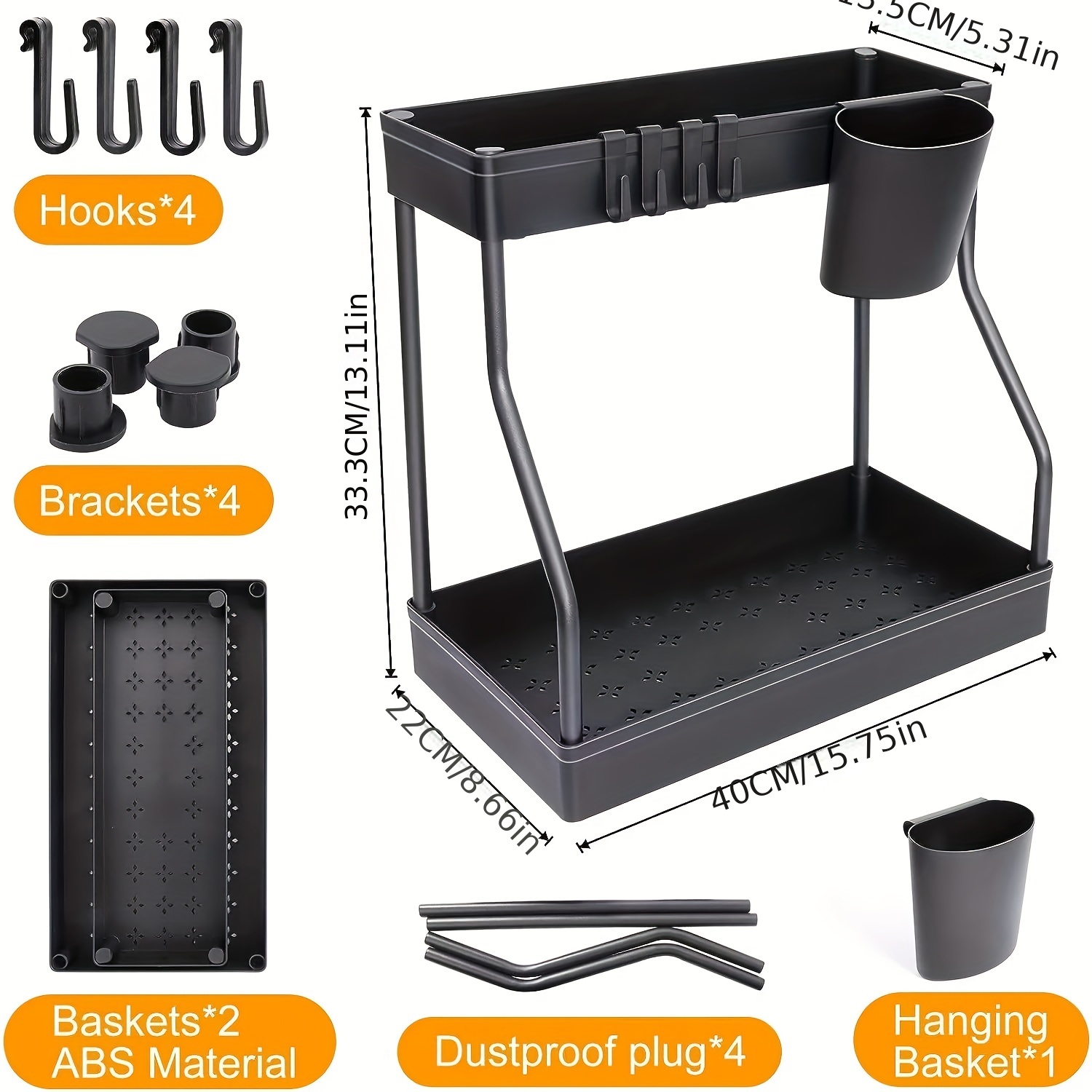 Estante de almacenamiento para debajo del fregadero, estantería extensible  de acero inoxidable, multicapa, organizador de suelo