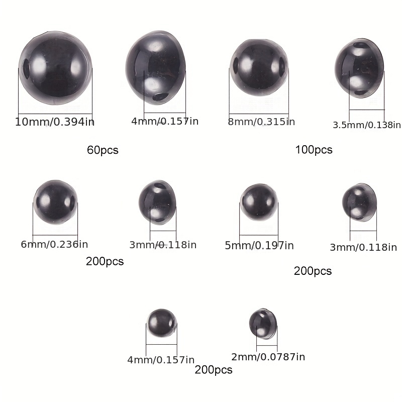 1 Caja De Ojos De Muñeca De Plástico Para Manualidades, Accesorios Para  Juguetes De Diy Para Muñecas, Redondo, Negro, 3 ~ 8mm, Alrededor De 1380  Unids/set - Manualidades - Temu