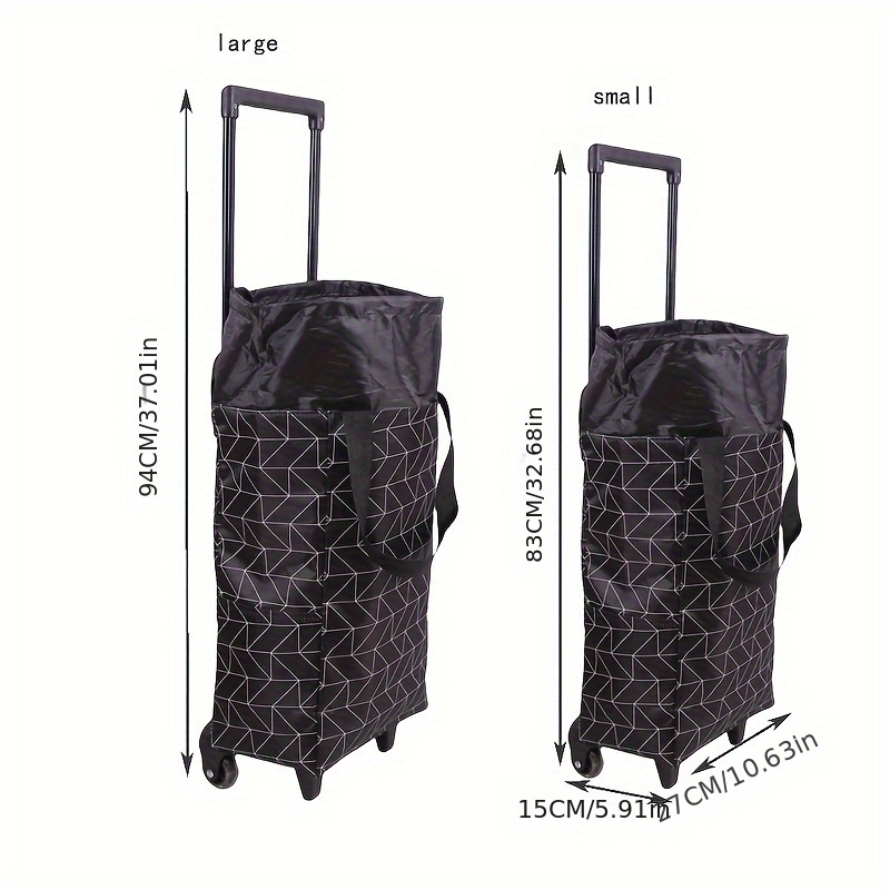 [Foldable Lightweight Trolley Shopping Cart] Multi-Functional Trolley Shopping Cart with Insulation Layer - Durable Metal Frame, Rolling Plastic Wheels, Foldable and Lightweight for Easy Travel, Drawstring Closure, Built-In Pockets, No Electricity Needed