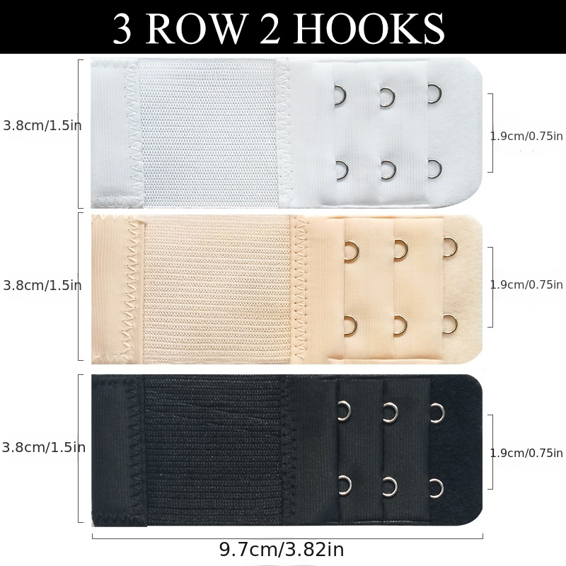 3pcs/set Regular 3 Rows 3 Hooks Bra Extender Strap Women's Elastic  Comfortable Bra Band Underwear Accessory