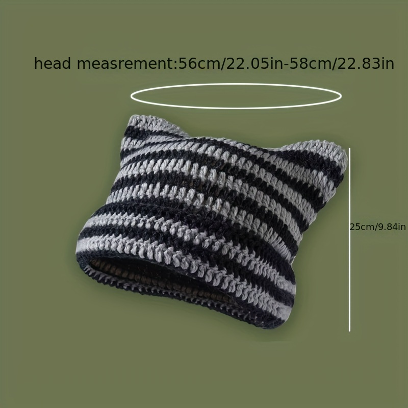 

Men's Knitted Striped Warm Beanie With Animal Pattern, Breathable & Adjustable