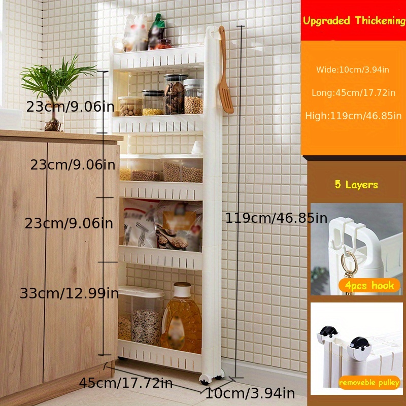 For Kitchen Bathroom Storage Rack Shelf Gap Holder Gap Shelf Fridge Side  Shelf