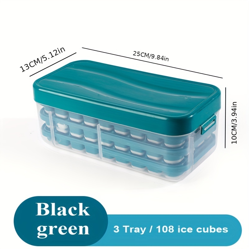 Ice Cube Tray With Lid And Bin For Freezer, Press Type Easy