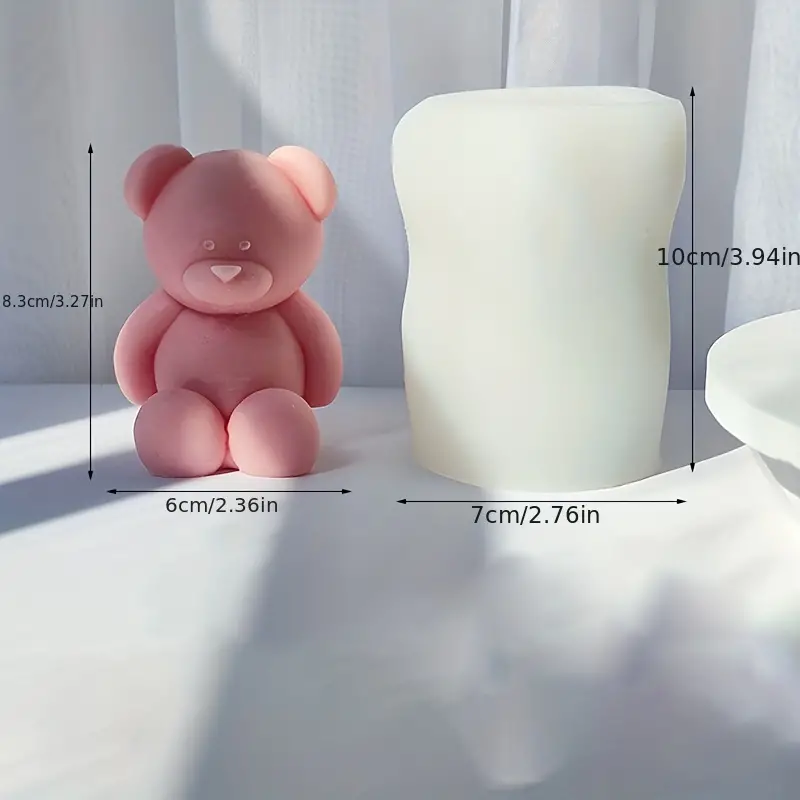 Large And Small Sitting Bear Candle Mold Cartoon Animal - Temu