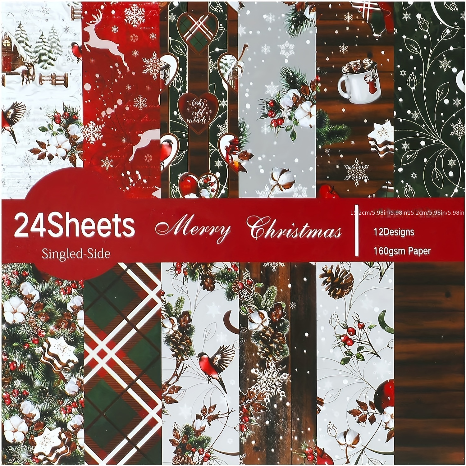 Christmas Scrapbook Paper Pad Aesthetic Double sided - Temu