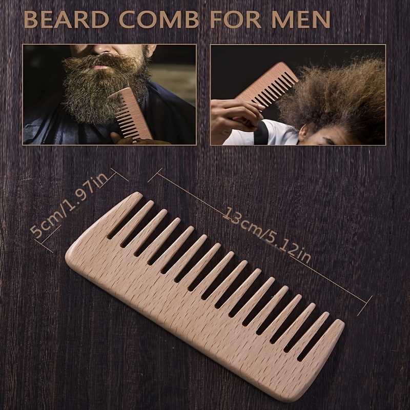 Peigne en bois dents à barbe pour moustache cheveux homme coiffure