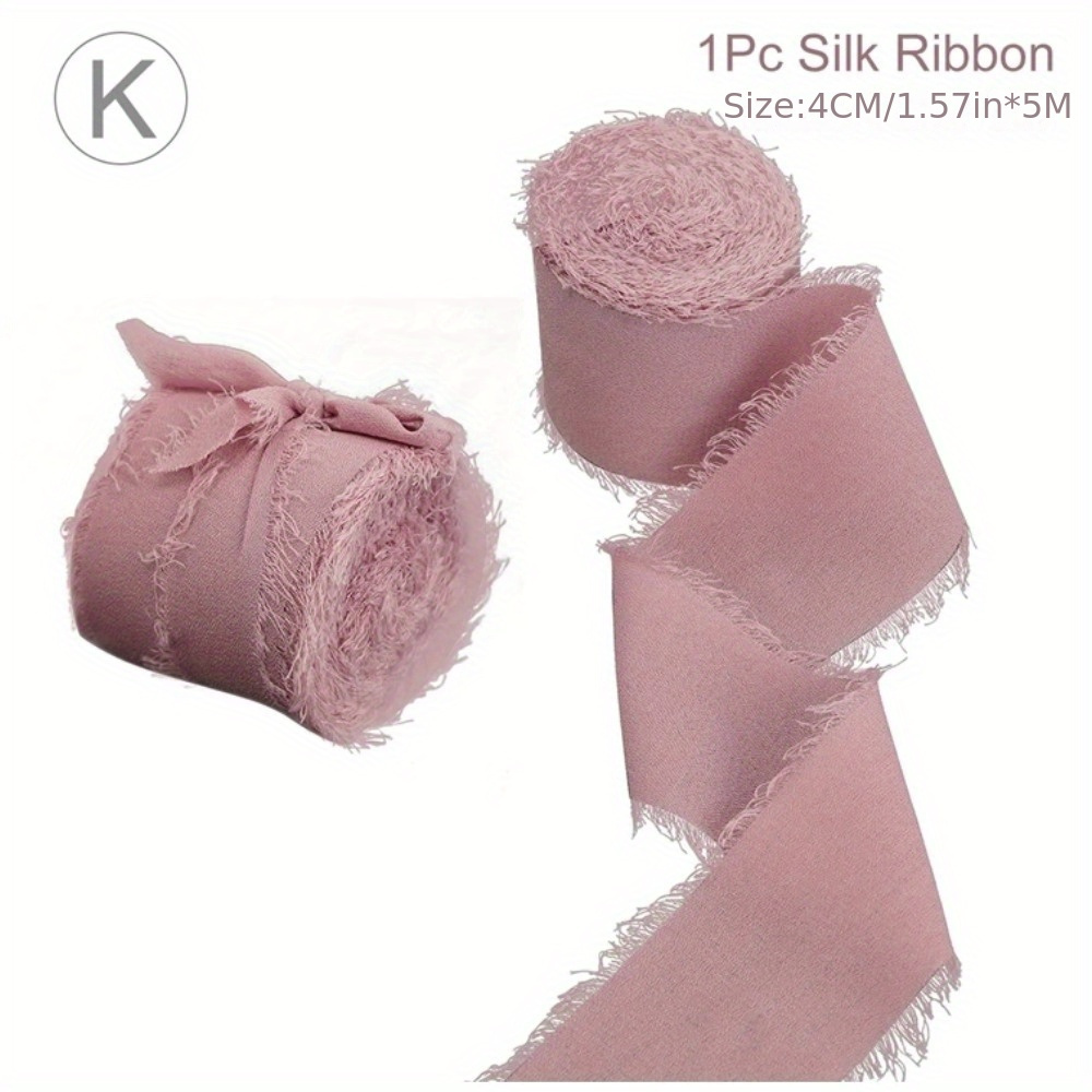 Ribbon Fringe Silk Ribbon Handmade Frayed Edges Ribbon 3 Yard in Length Fabric Boho Ribbon for Gift Wrapping Wedding Invitations Decoration DIY Craft