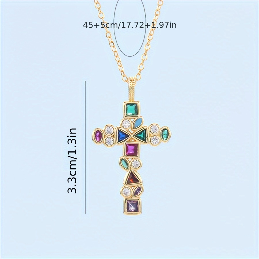 Bohemian Style Crystal Cross Pendant Necklace