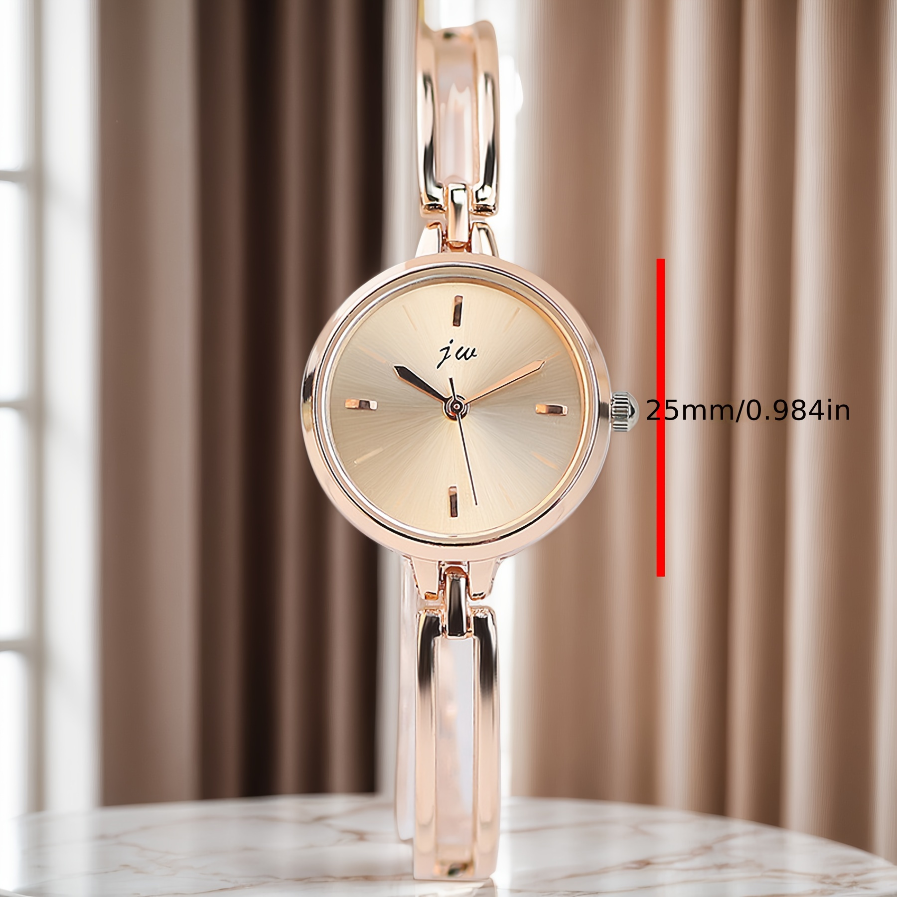 1pc Elegant Rose Golden Women's Quartz Watch with Rhinestone Accents, Vintage Style Alloy Bracelet, Round Dial, Perfect Holiday Gift for Her, Special Occasion Jewelry | Luxury Women's Watch | Zinc Alloy Bracelet