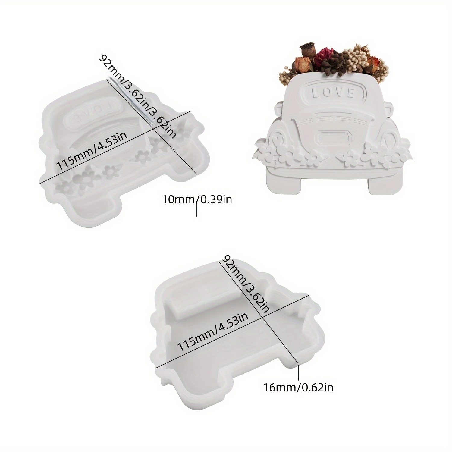 E-shop DIY Gips-Silikonformen-Set, Auto-Form, Mini-Blumenvase, Tonschablonen, DIY-Blumentopf, Epoxidharzform, handgefertigtes Gips-Kunsthandwerk,