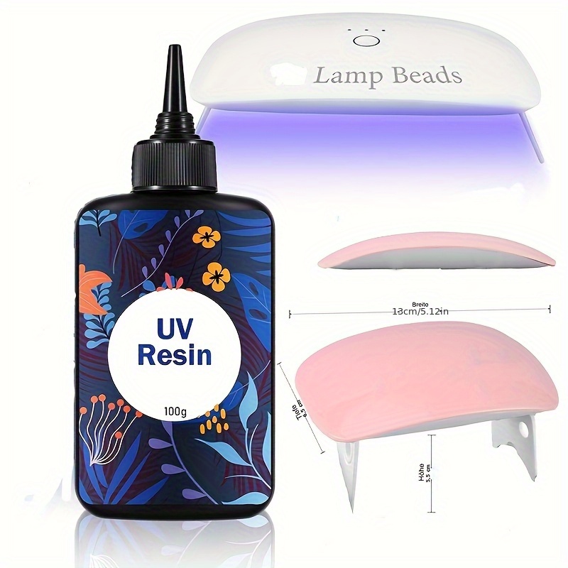 

Resin Kit With 6 Lamp Beads Uv Light - Larger Size Light And 100g Upgraded Hard Type Uv Resin Kit, Uv Resin With Light For Craft Jewelry Making