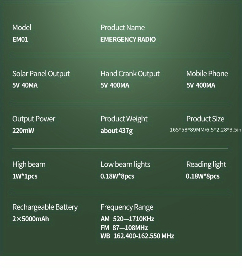 Multi function Emergency Radio /fm/noaa Solar Hand Crank details 10