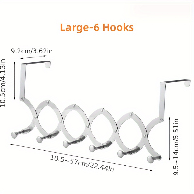 6 Pcs Folding Hook Space Metal Towel Hook Wall Mount Retractable