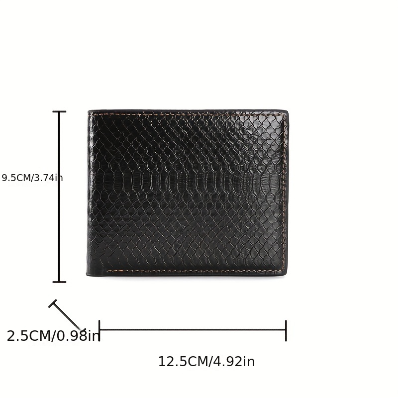 Men's Leather Short Wallet Crocodile Pattern Multi-card Card