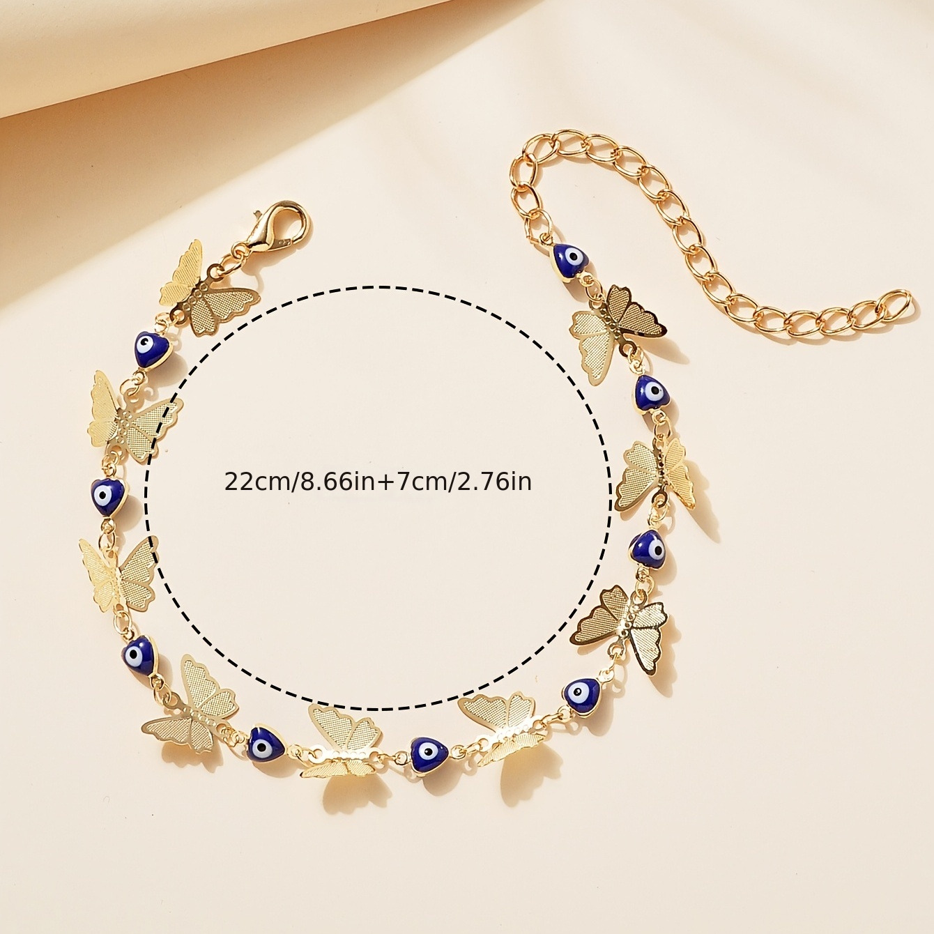 Butterfly and Devil's Eye Copper Chain Anklet