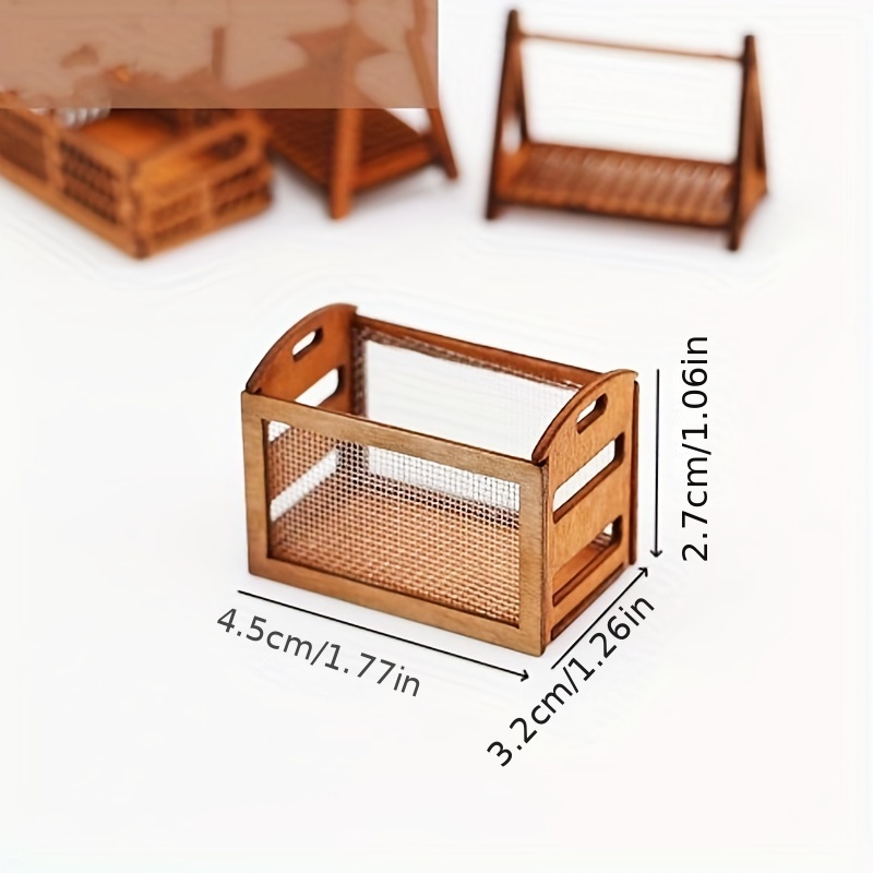 New 1PC 1/12 Dollhouse Hollow Iron Mesh Storage Box Miniature