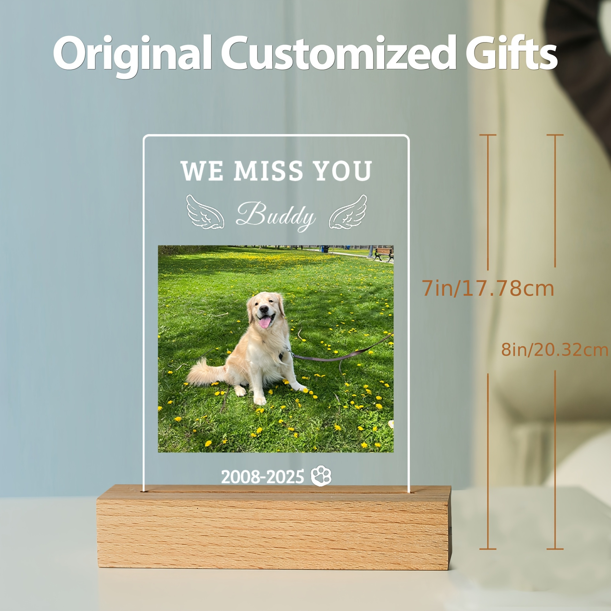 Custom 2D Flat Pet Memorial Ornament with Photo Keepsake
