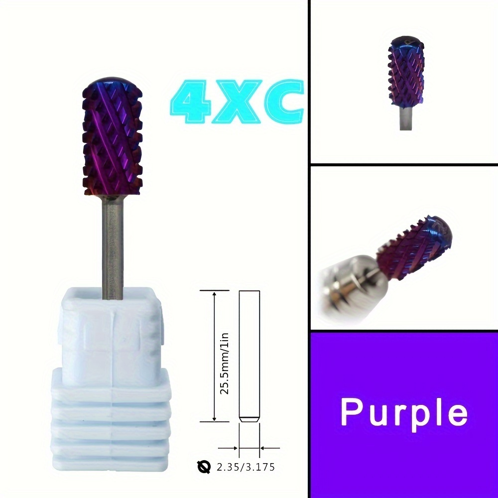 TEMU Rolinstar Hand 6.6 Purple Large Round Top Barrel Carbide Barrel Nail Drill Bit And Best Remover For Powder