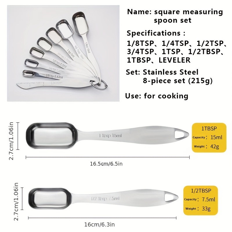 Square Spice Measuring Tools Nesting Stainless Steel Kitchen Bake Tool Spoon  Sets Rectangular - Buy Square Spice Measuring Tools Nesting Stainless Steel  Kitchen Bake Tool Spoon Sets Rectangular Product on