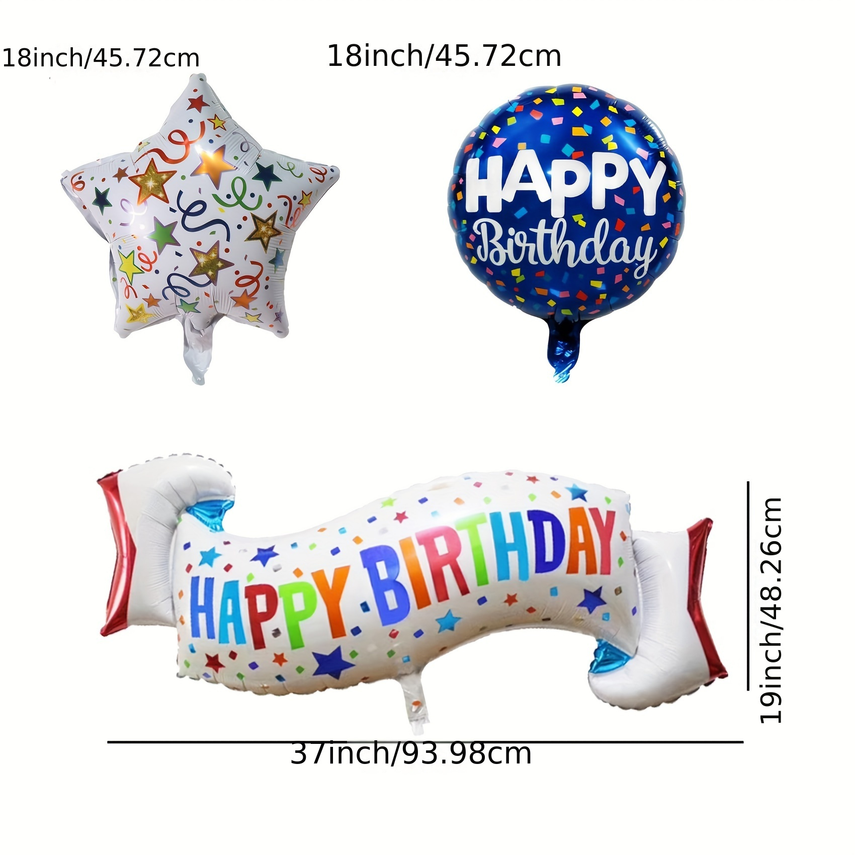 Image of 5pcs, Birthday Decoration Set Colorful Happy Birthday Banner Balloon, Star And Circle Mylar Foil Balloon For Birthday Decorations And Party Supplies, For Halloween, Christmas