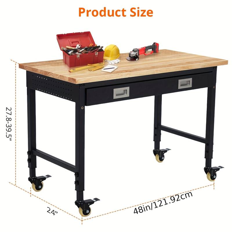 Antifir 48" Adjustable Heavy-Duty Workbench With Power Outlet - 2000lb Capacity