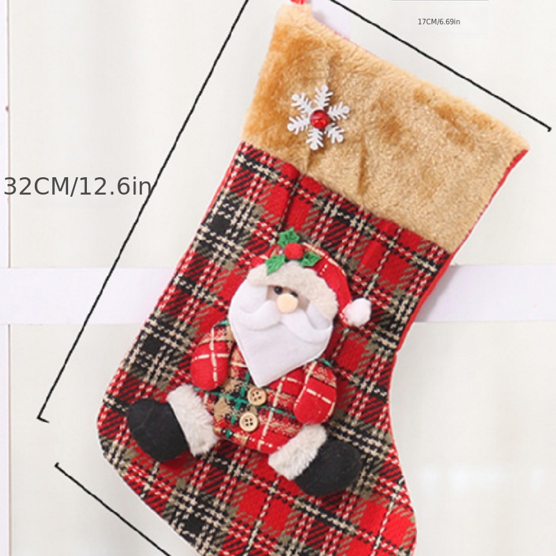 7 Chaussettes De Noël à Suspendre - Décorations Festives Père Noël, Bonhomme De Neige, Renne