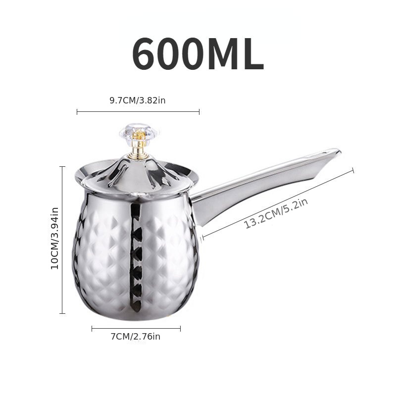 Stainless Steel And Coffee Warmer, Coffee Pot,mini Melting Pot And Milk Pot  With Spout -(600ml)