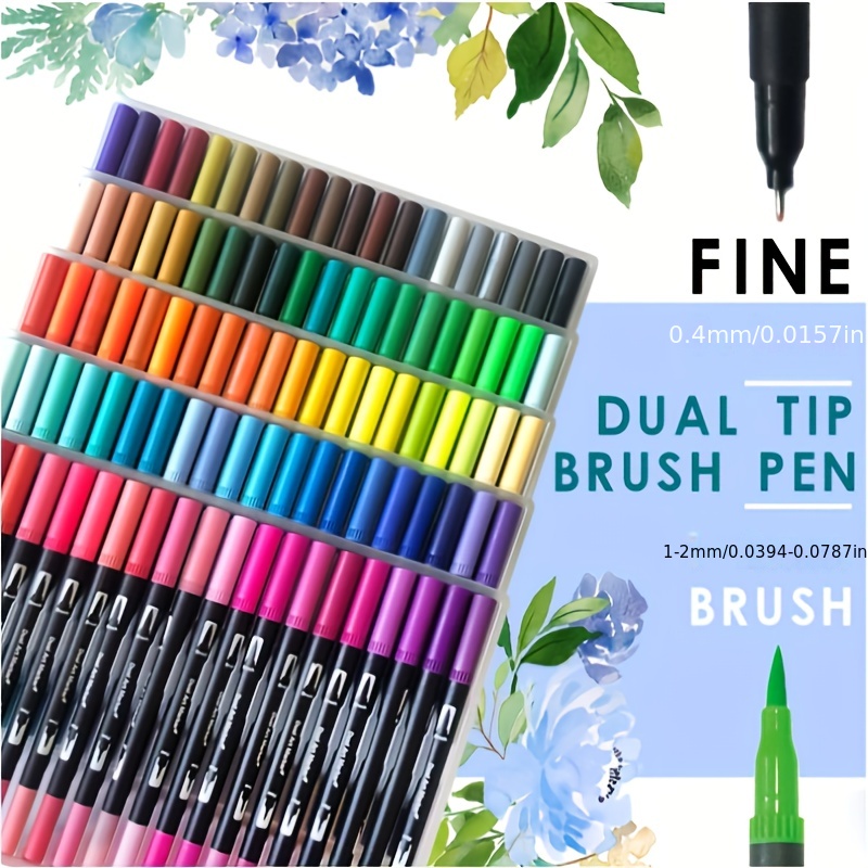 Dual Tip Art Marker Fine Point Bullet Journal Pens and Colored Brush Markers  (24 Set) 
