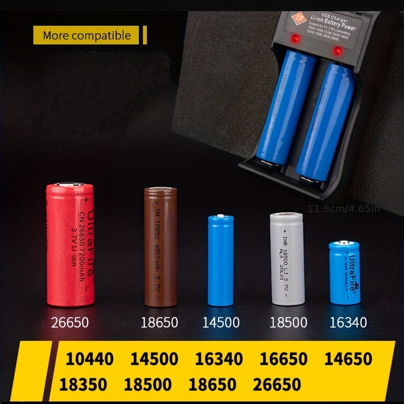 Cargador de batería de litio 18650 Cargador de batería AA para batería de  iones de litio de 3.7 V 10440, 14500, 16340, 16650, 14650, 18350, 18500