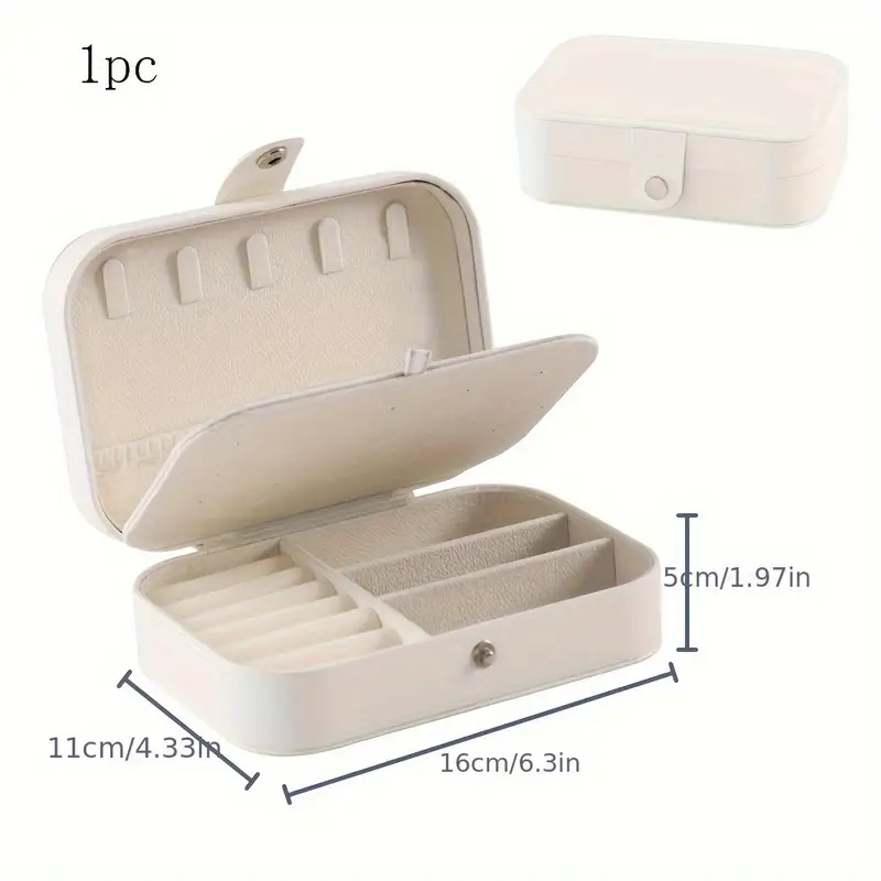 современный кожаный органайзер для украшений с двойным слоем, большой вместимостью для серег, ожерелий, колец, аксессуаров с надежной застежкой-клипс, ящик для хранения серег, детали 2