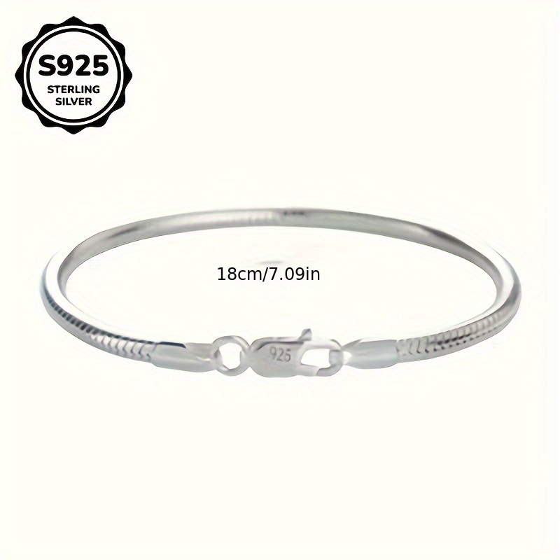 925 Sterling Silvery Snake Bone Bracelet, Unique Design