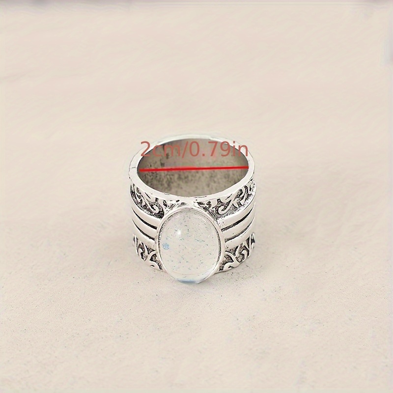 National Hand-Engraved Pattern Synthetic Gemstone Alloy Ring