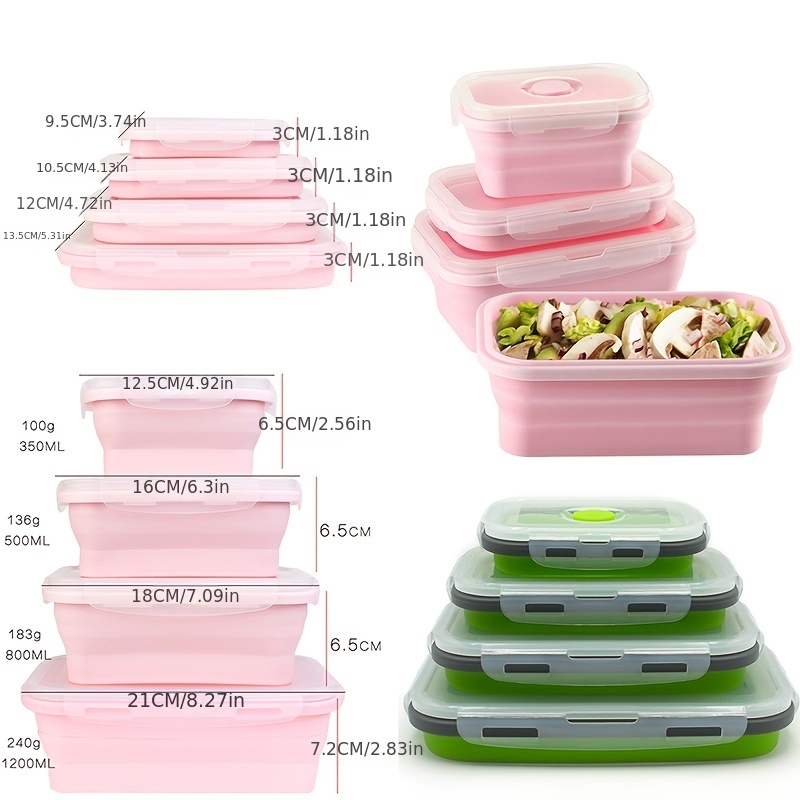 Collapsible Food Storage Containers With Lids, Silicone Lunch Box, Bento  Lunch Boxes, Leftover Meal Box For Kitchen, Bpa Free, Microwave And Freezer  Safe, Foldable Thin Box Design For Hotels,restaurant, Bulk  Kitchenware&tableware 