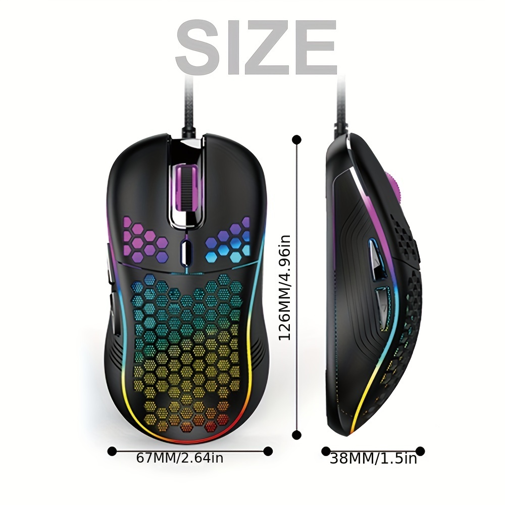 Urbanx Wired Gaming Mouse - Light Weight Corded USB RGB Mouse For Computer,  Laptops And Pcs - Gaming Mouse Honeycomb, Gamer Mouse - Wired Mouse, USB