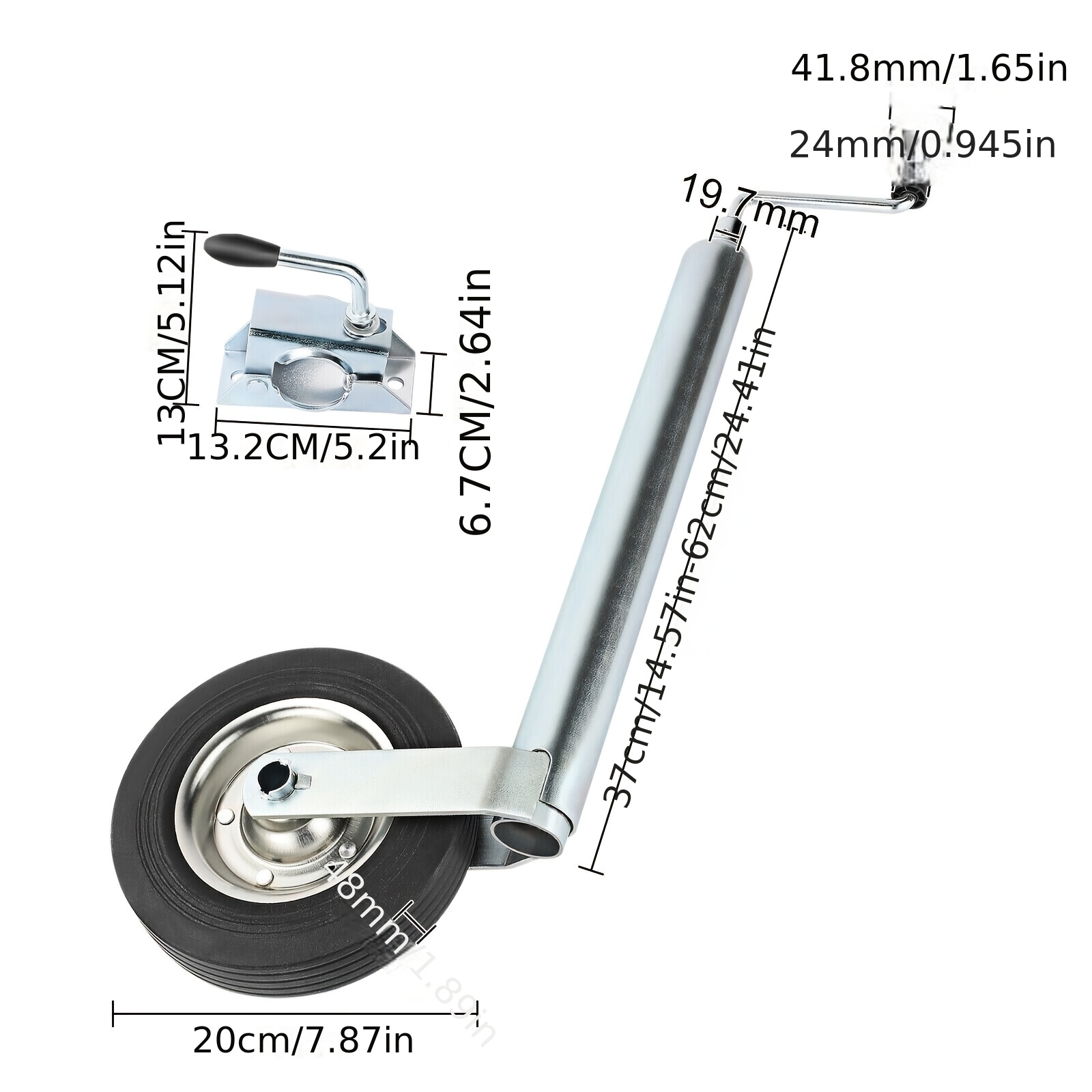 Roue Jockey pour Remorque - Diamètre 48 mm avec fixation