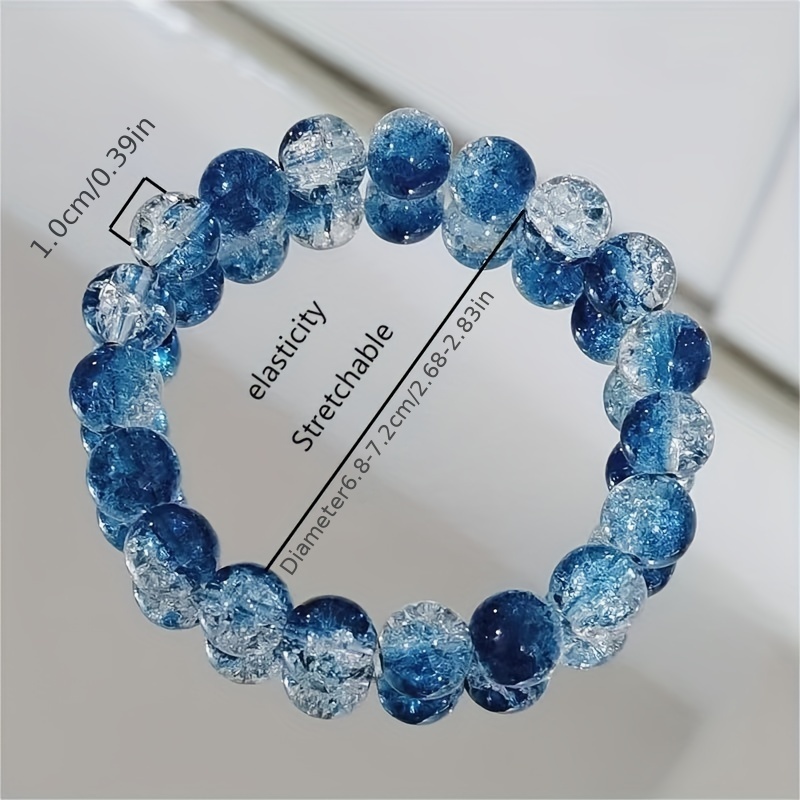 Two Clear Resin Bangle Bracelets, 1 Wide Frosted w/Colored Beads, 1 Blue  Beads
