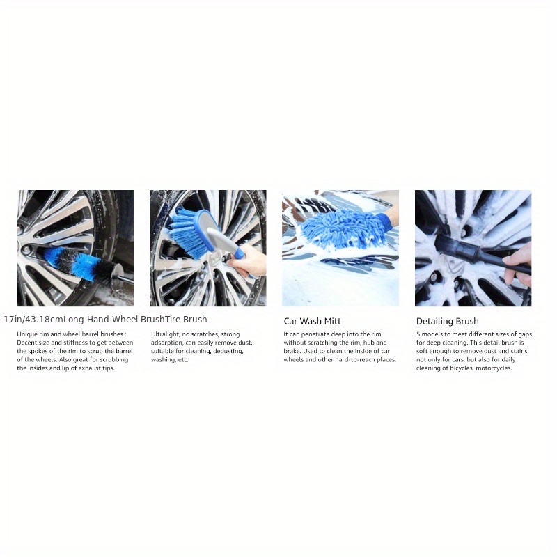 Car Wheel Tire Detailing Brush Set Car Detailing Kit Car - Temu