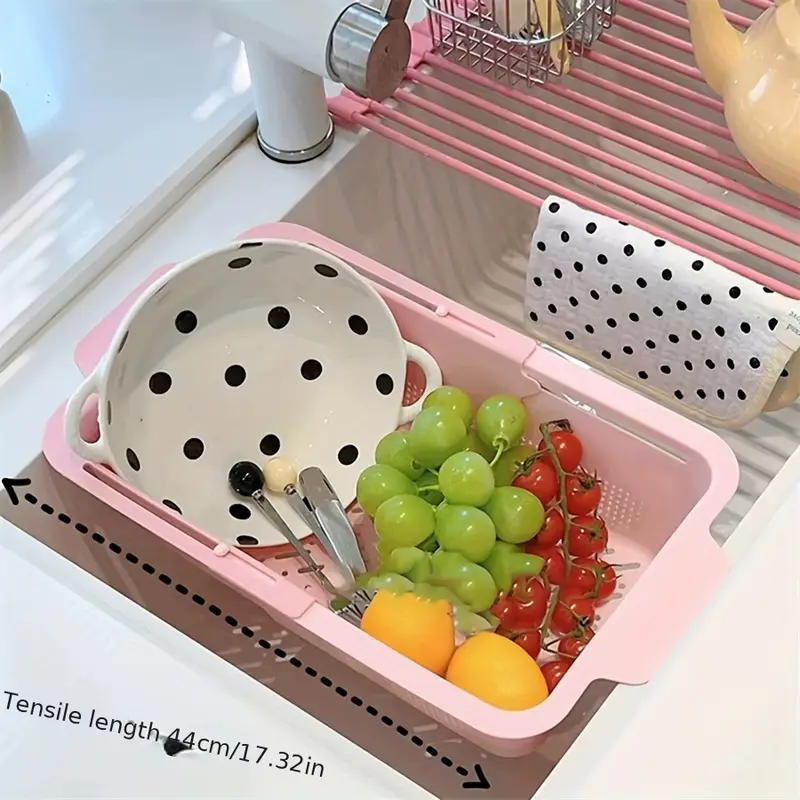 2pcs adjustable plastic sink filter basket expandable with handle kitchen drain rack durable dishwashing and waste filter solution for modern kitchens Product details 3