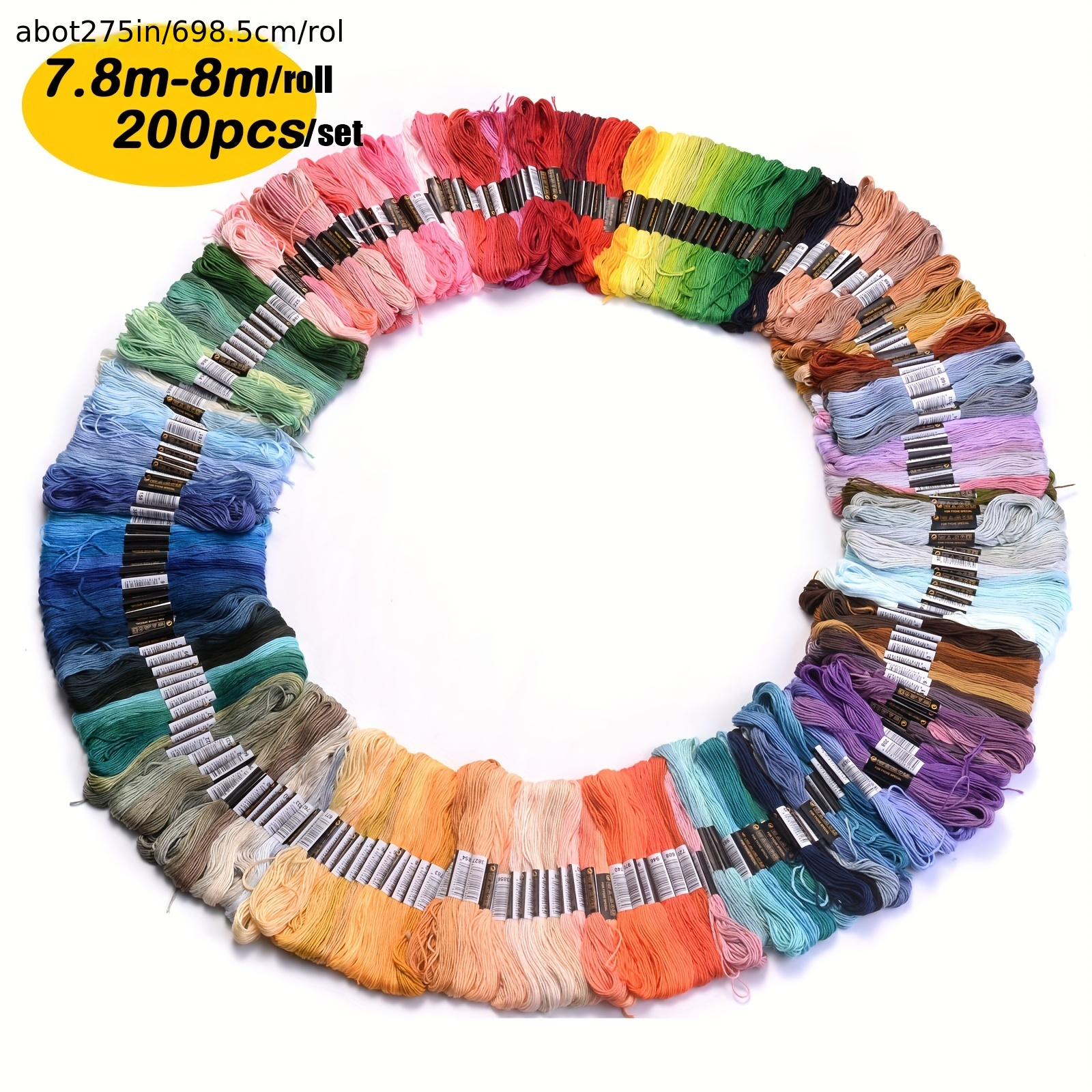 Embroidery Floss Rainbow Color, 250 Skeins Friendship Bracelet String Kit  with