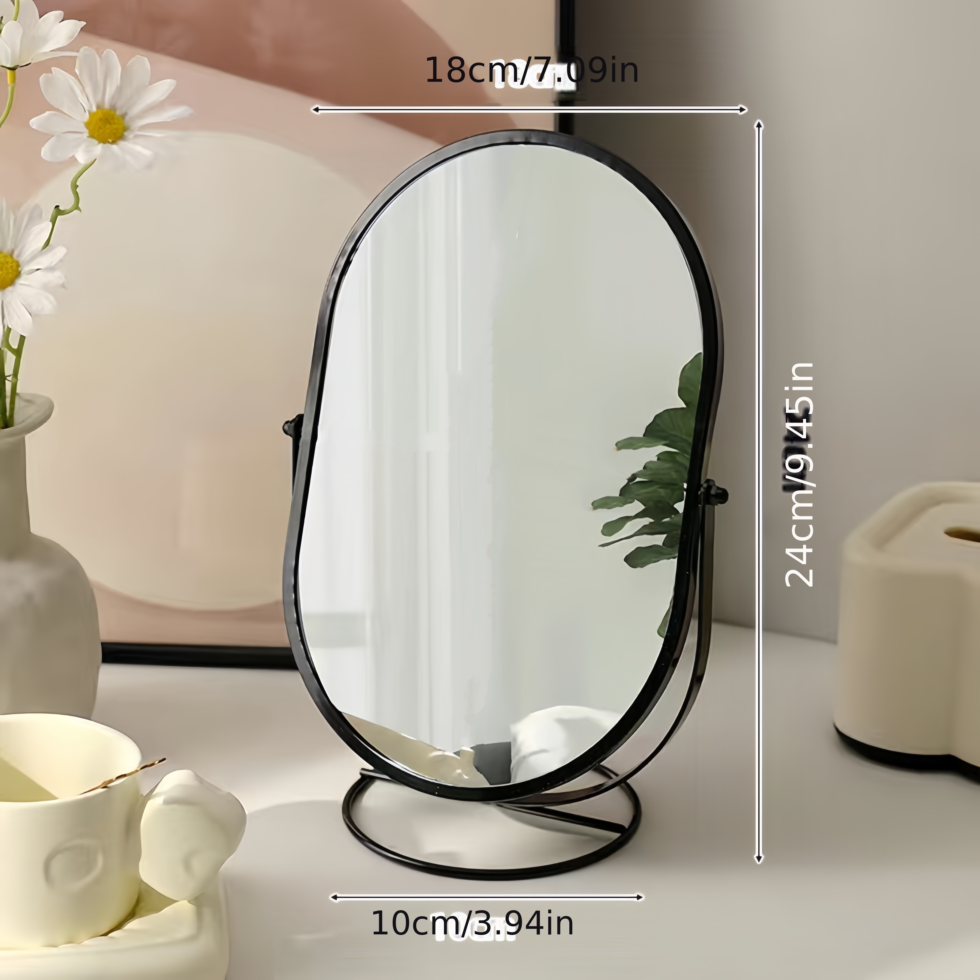 TEMU Espejo de maquillaje de hierro fundido minimalista de la costa de DONGZHANGGUI, espejo de con recubrimiento en polvo para dormitorio o , no