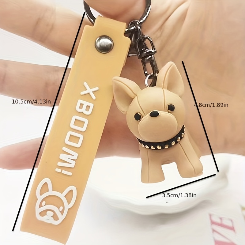 Fashion Punk French Bulldog Keychain Pu Leather Dog Keychains For