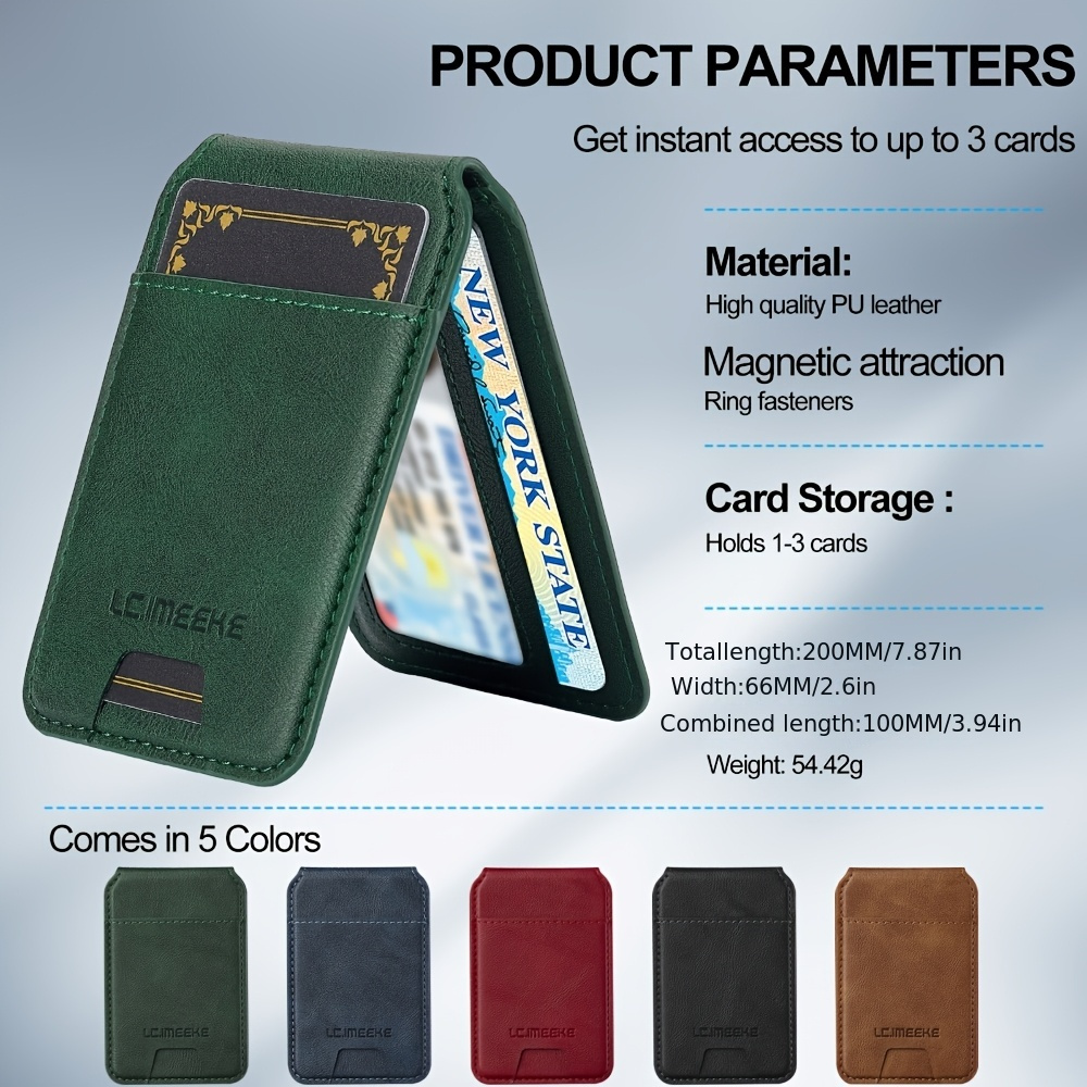 vintage style synthetic leather magnetic flip wallet with 3 card slots green   for secure closure   details 0