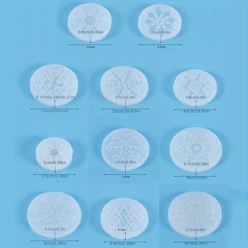 11 moldes de resina de copo de nieve, moldes de silicona de copo de nieve,  molde de jabón de fundición de copo de nieve para resina epoxi