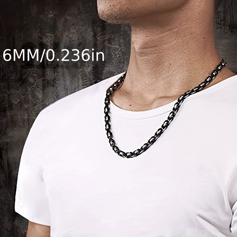 Men's Link 24 Chain 6mm in Black Plated Stainless Steel