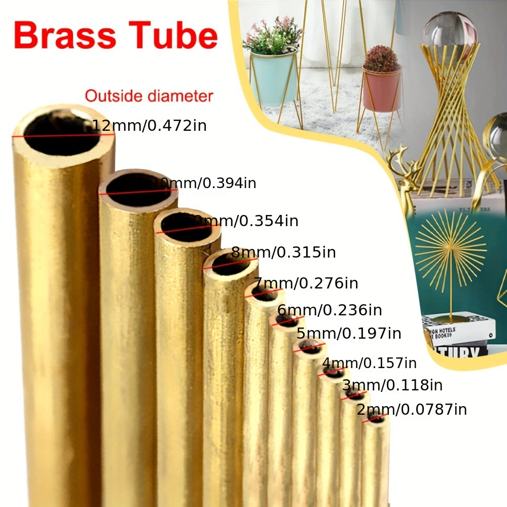 Brass Tube, 4mm 5mm 6mm OD x 0.5mm Wall Thickness 300mm Length Pipe, Pack  of 3