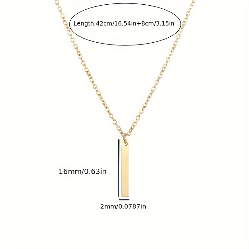 Women's Minimalist Elegant Stainless Steel Geometric Rectangle Pendant Necklace