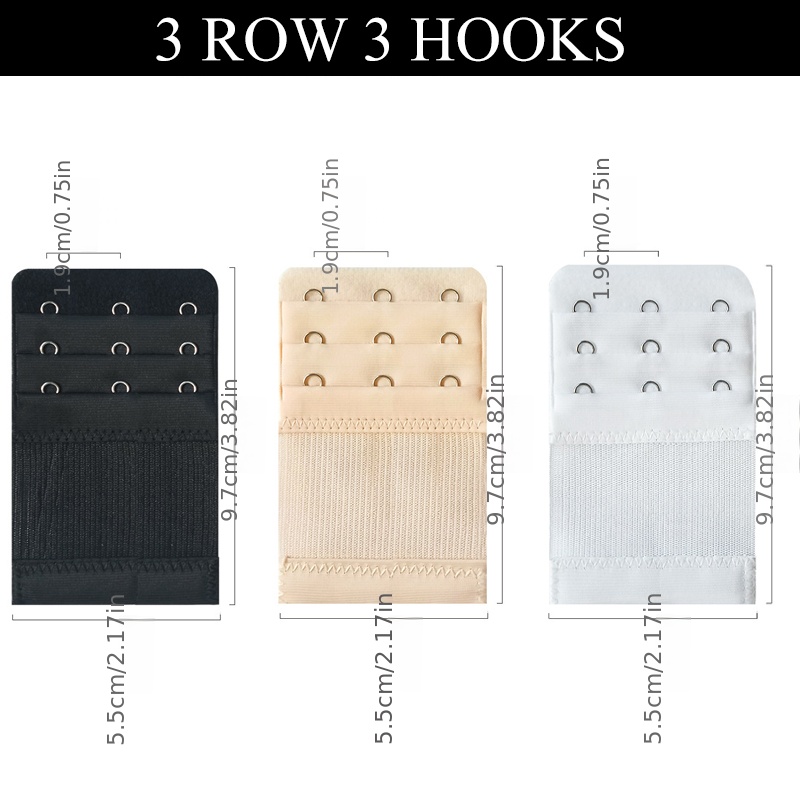 3pcs/set Regular 4 Rows 4 Hooks Bra Extender Straps For Women